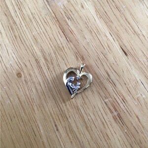 14 kt Gold and Silver Heart Mother & Child  Pendant With Diamond